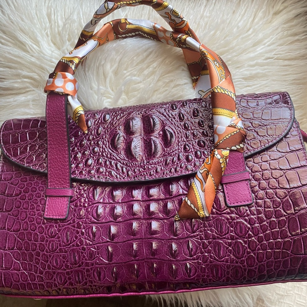 Leather Croc Handbag. The scarf came off so I don’t have those.